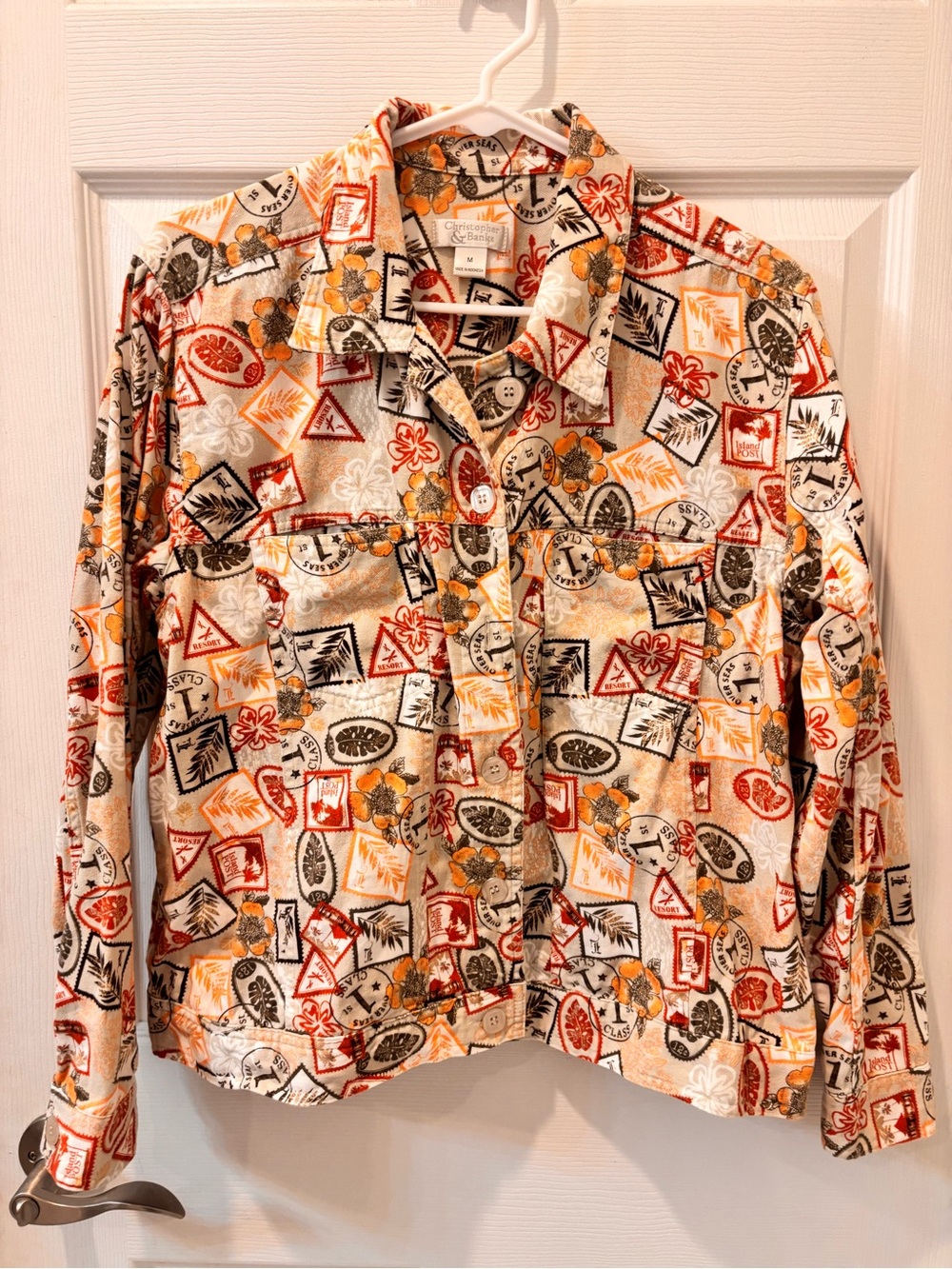 Christopher & Banks Vintage Floral Print Button Down Jacket